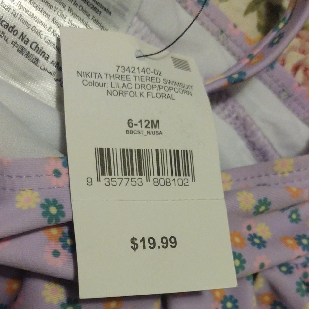Charming Lilac Kids Swim One Piece with Floral Ruffles - Picture 2 of 9